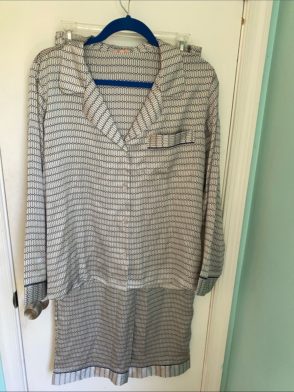 Eberjey Inez ‘Stained Glass’ rock printed washable silk Pajama Set NWT